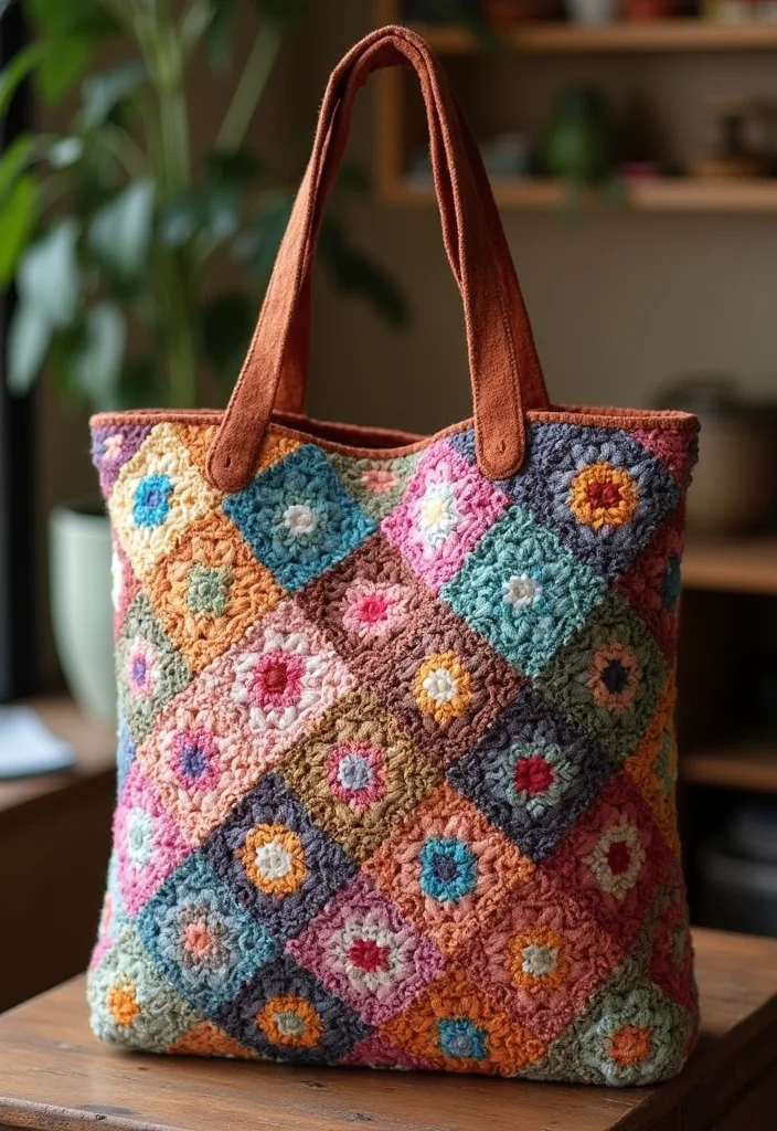Crochet Granny Square Bag: A Friendly Guide to Creating Charming Bags with 22 Creative Designs - 18. Quilted Granny Square Bag