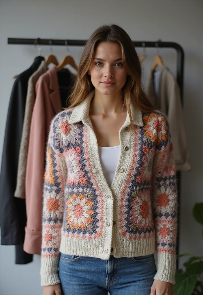 Crochet Granny Square Cardigan: Friendly Guide to Cozy Layers with 22 Inspiring Variations - 16. Layered Granny Square Cardigan