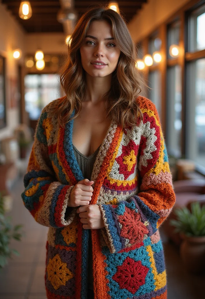 Crochet Granny Square Cardigan: Friendly Guide to Cozy Layers with 22 Inspiring Variations - 19. Statement Granny Square Cardigan