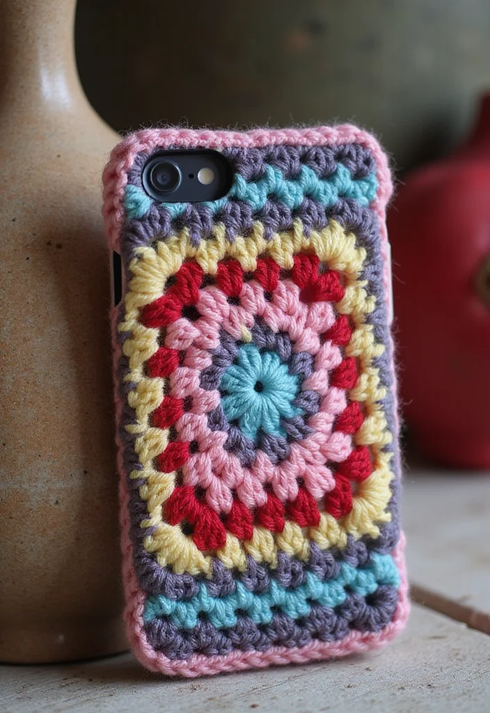 Crochet Granny Square Pattern: Step-by-Step Guide to Classic Squares with 22 Creative Ideas - 10. Granny Square Phone Cases