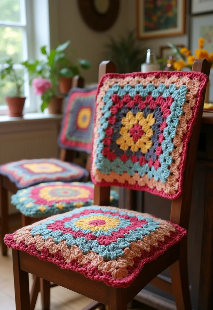Crochet Granny Square Pattern: Step-by-Step Guide to Classic Squares with 22 Creative Ideas - 16. Charming Chair Covers