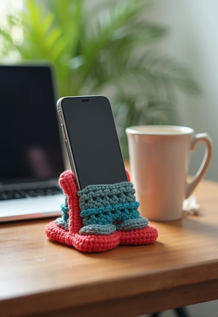 Crochet Granny Square Pattern: Step-by-Step Guide to Classic Squares with 22 Creative Ideas - 19. Cozy Phone Stand