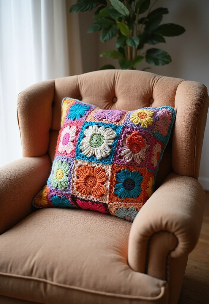 Crochet Granny Square Pattern: Step-by-Step Guide to Classic Squares with 22 Creative Ideas - 2. Granny Square Pillow Covers