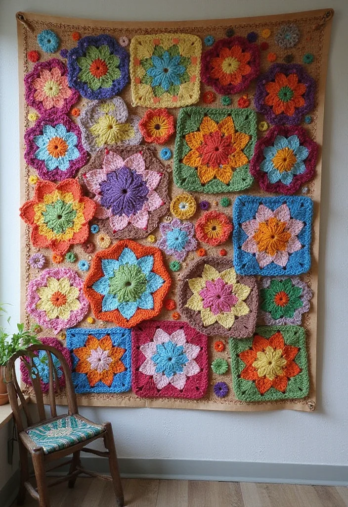Crochet Granny Square Pattern: Step-by-Step Guide to Classic Squares with 22 Creative Ideas - 3. Creative Wall Hangings