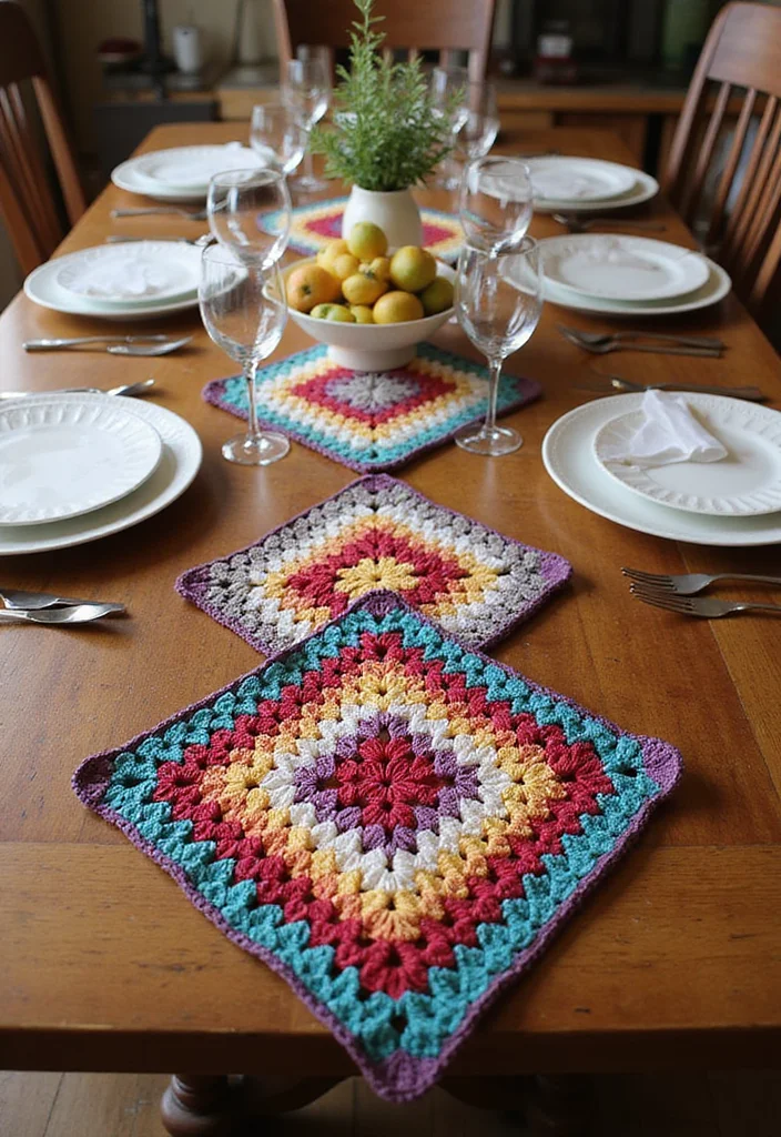Crochet Granny Square Pattern: Step-by-Step Guide to Classic Squares with 22 Creative Ideas - 8. Festive Table Runner