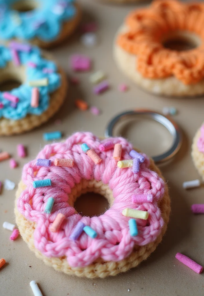 Crochet Keychain Pattern Free: Step-by-Step Guide to Charming Keychains with 22 Ideas - 19. Donut Keychain