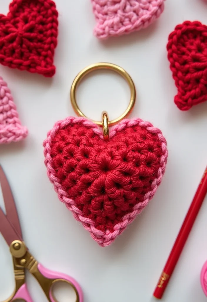 Crochet Keychain Pattern Free: Step-by-Step Guide to Charming Keychains with 22 Ideas - 6. Heart Keychain