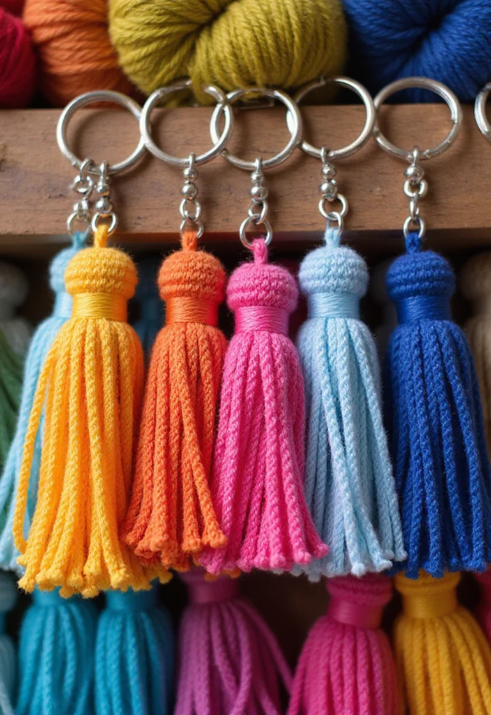 Crochet Keychain Pattern Free: Step-by-Step Guide to Charming Keychains with 22 Ideas - 7. Tassel Keychain