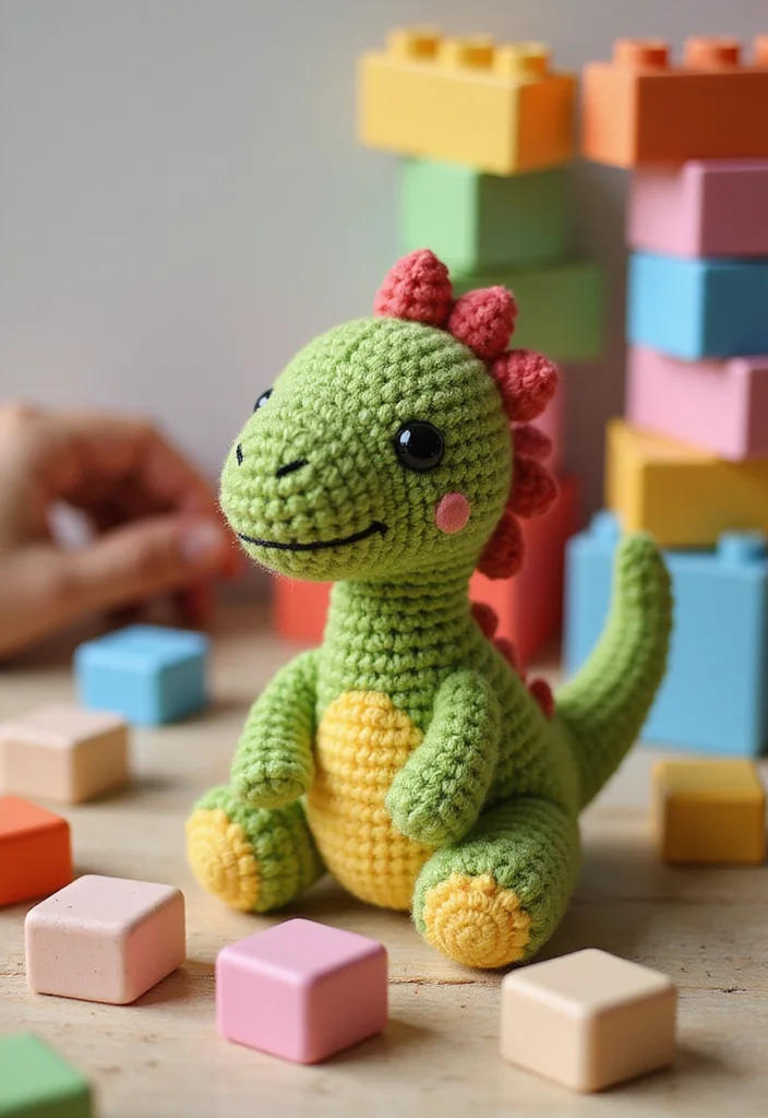 Crochet Lovey Free Pattern: Step-by-Step Guide to Sweet Comfort Items with 22 Inspiring Designs - 5. Playful Dinosaur Lovey