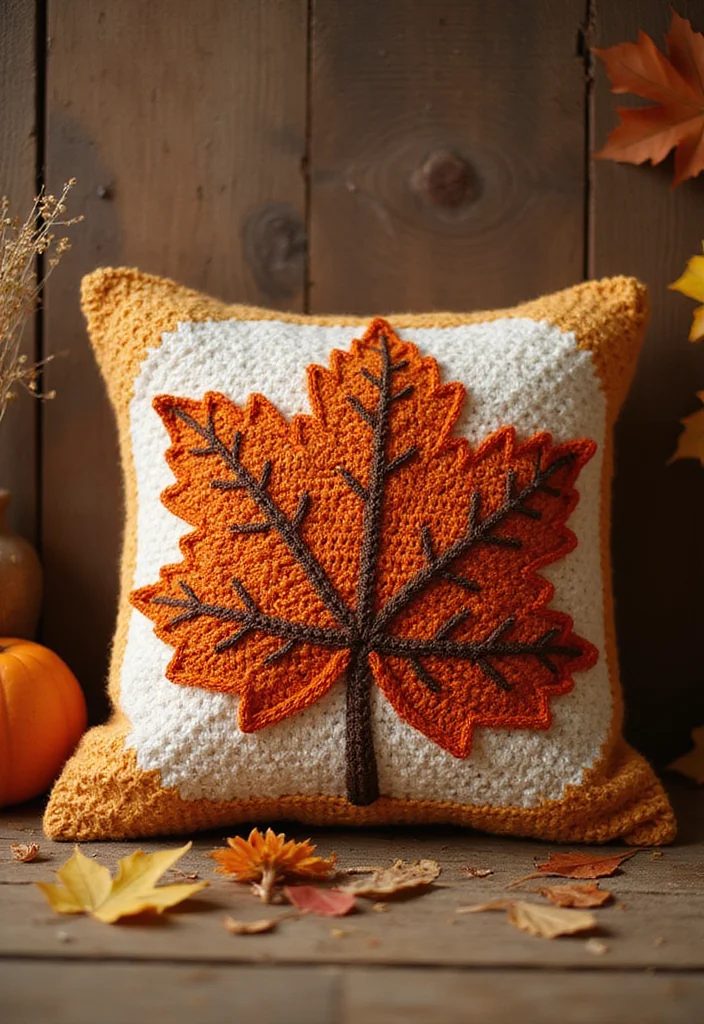 Crochet Pillow Patterns Free: Step-by-Step Guide to Cozy Home Accessories with 22 Lovely Ideas - 1. Seasonal Sprinkles: Autumn Leaves Pillow