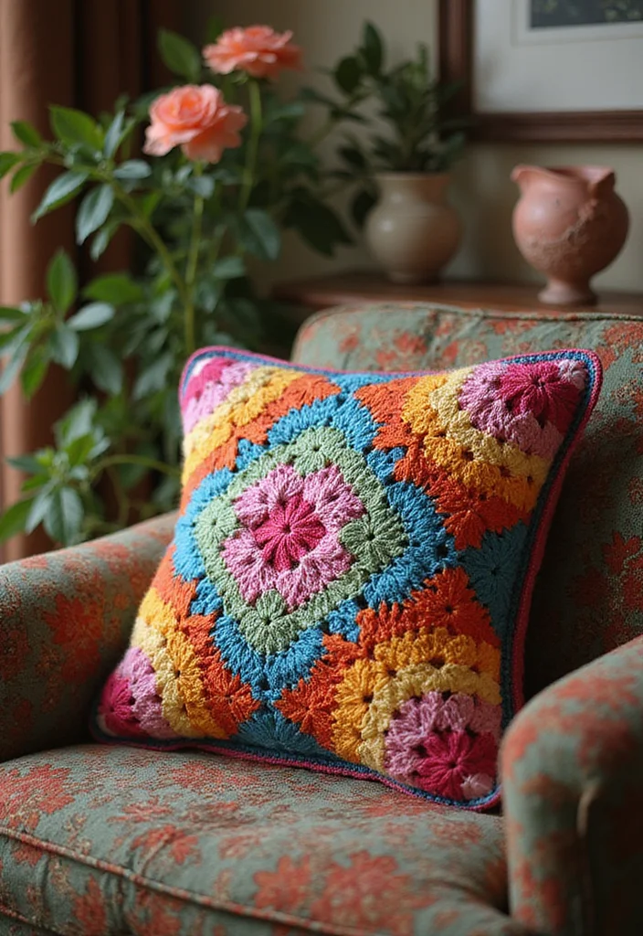 Crochet Pillow Patterns Free: Step-by-Step Guide to Cozy Home Accessories with 22 Lovely Ideas - 11. Vintage Charm: Patchwork Pillow