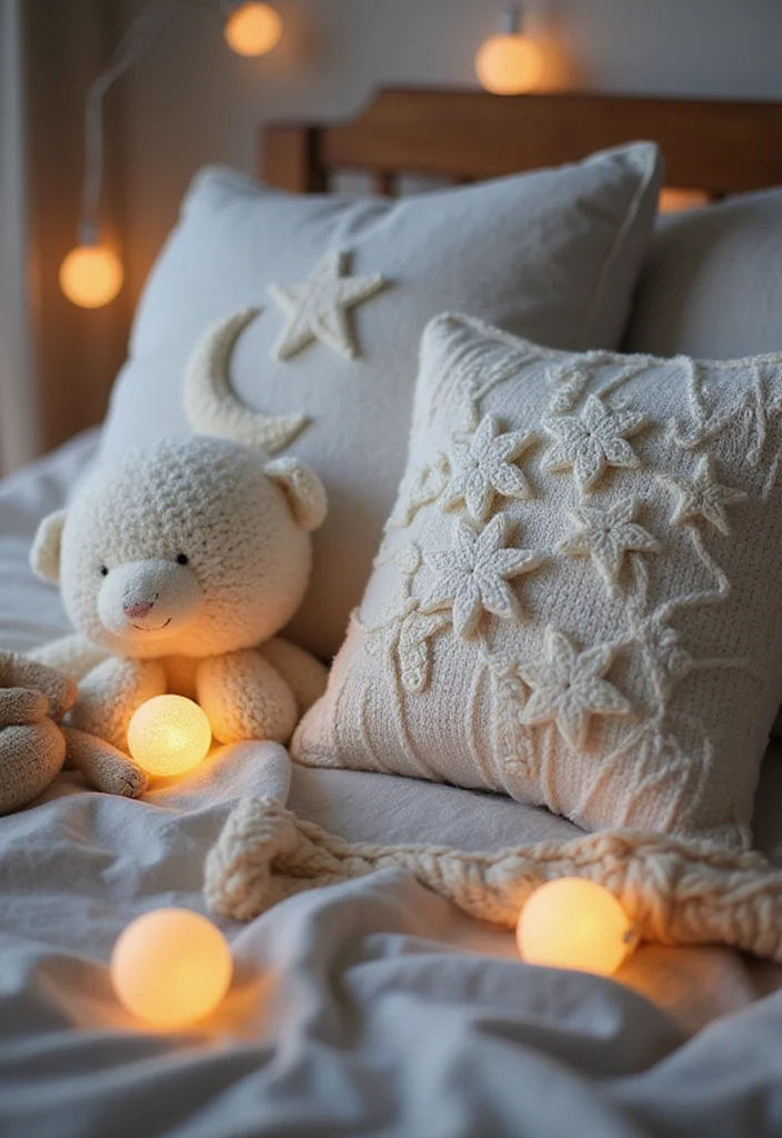Crochet Pillow Patterns Free: Step-by-Step Guide to Cozy Home Accessories with 22 Lovely Ideas - 12. Cozy Night: Stars and Moon Pillow