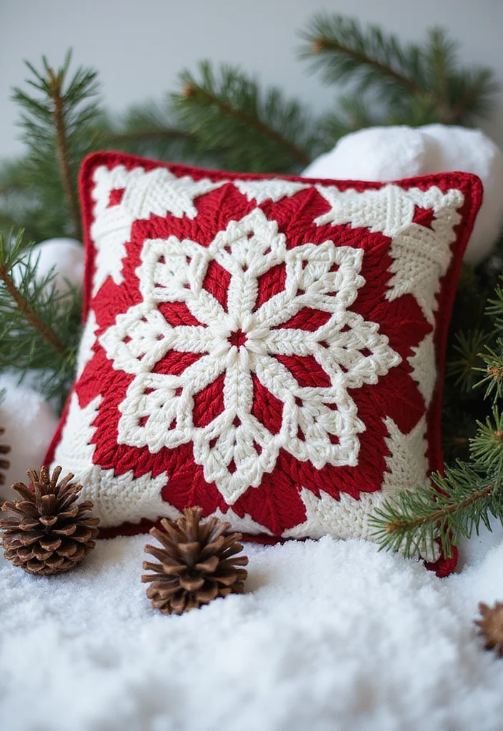 Crochet Pillow Patterns Free: Step-by-Step Guide to Cozy Home Accessories with 22 Lovely Ideas - 2. Winter Wonderland: Snowflake Pattern Pillow