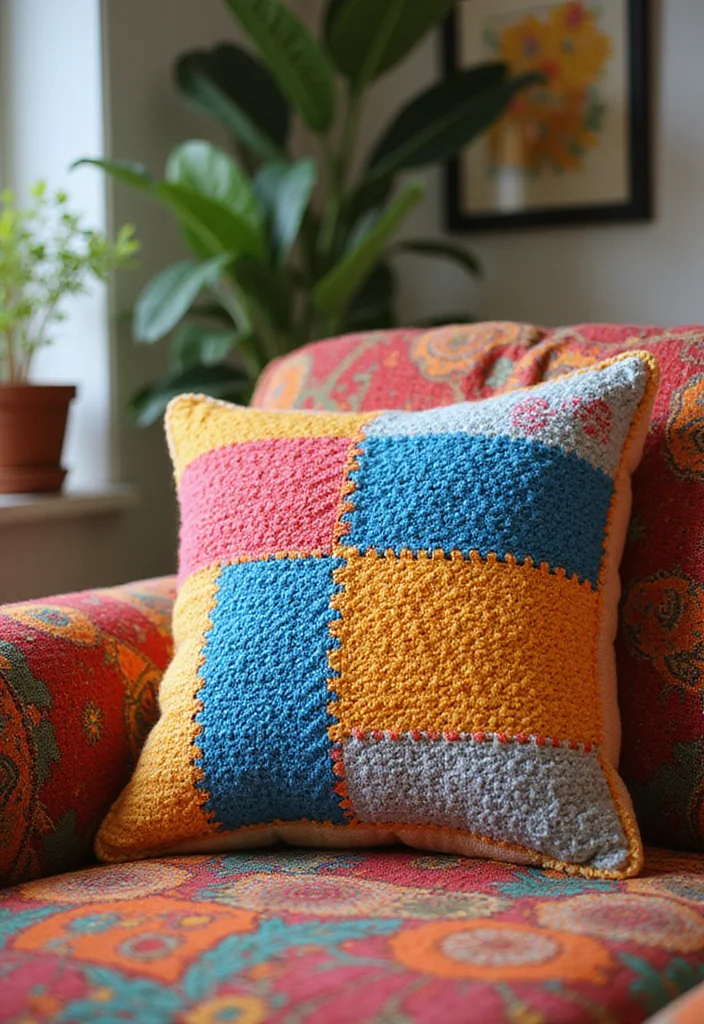 Crochet Pillow Patterns Free: Step-by-Step Guide to Cozy Home Accessories with 22 Lovely Ideas - 21. Cool & Cozy: Color Block Pillow