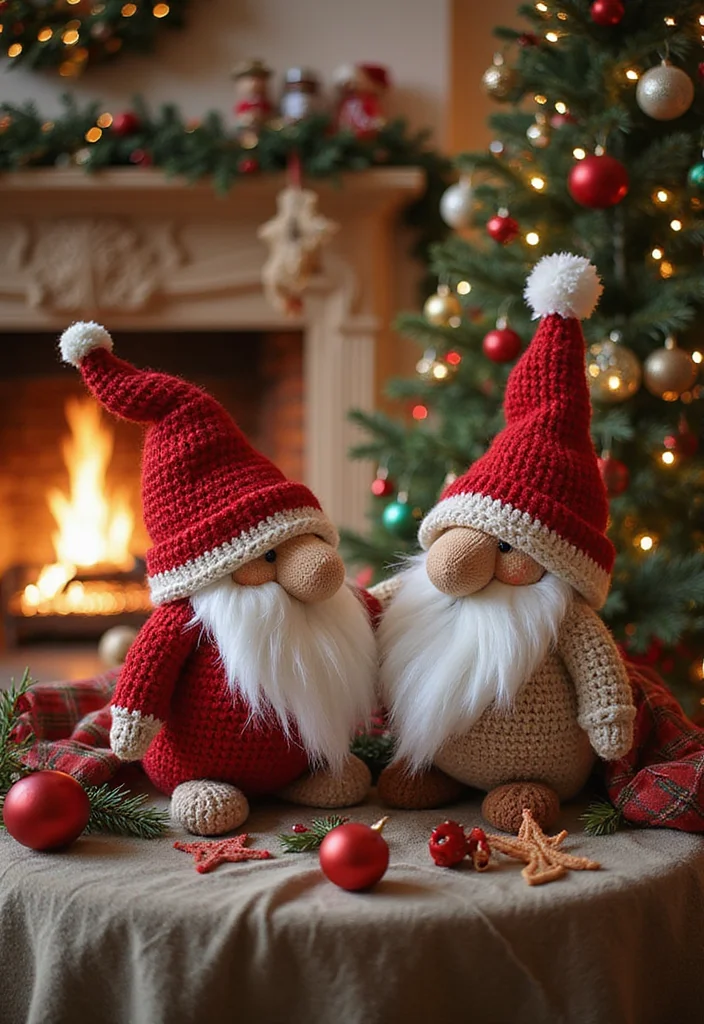 Crochet Plushies Pattern Free: Easy Guide to Creating Cute Plushies with 22 Fun Designs - 11. Cozy Holiday Gnomes