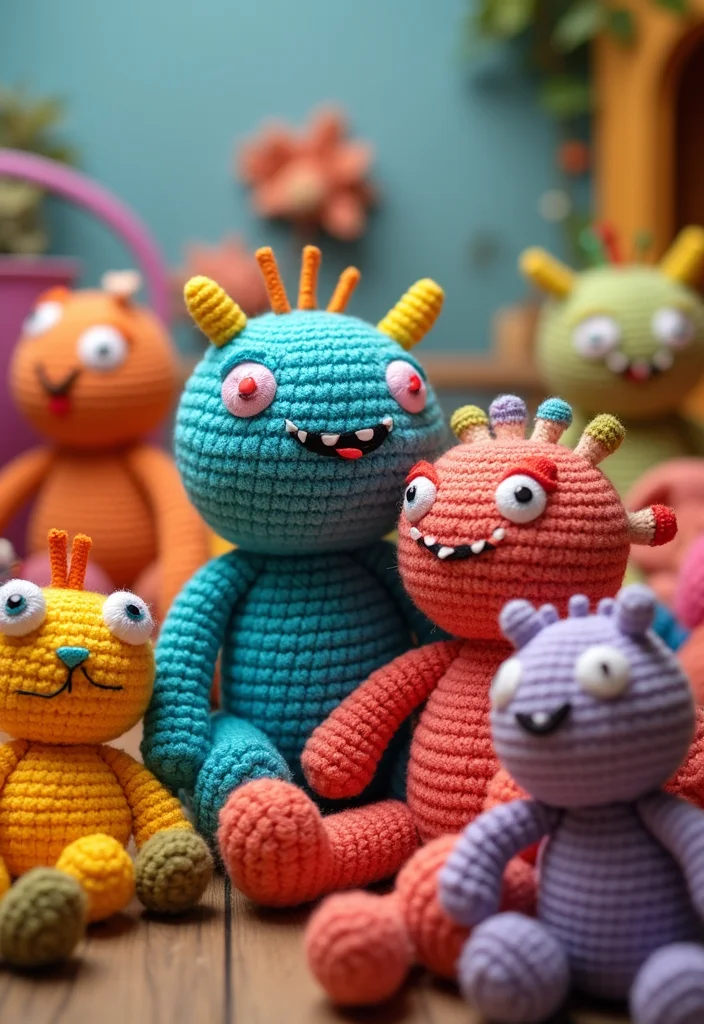 Crochet Plushies Pattern Free: Easy Guide to Creating Cute Plushies with 22 Fun Designs - 12. Lovable Little Monsters