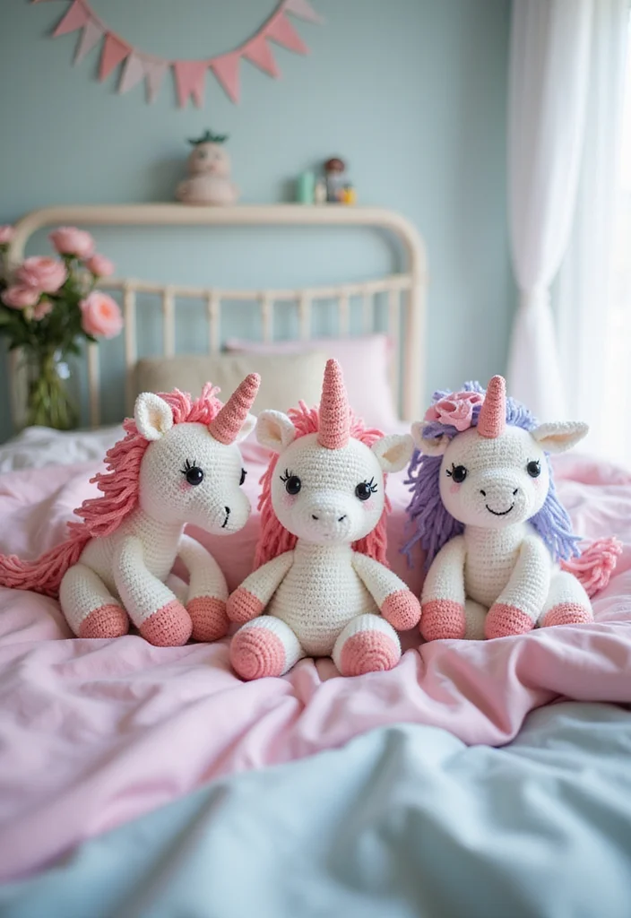 Crochet Plushies Pattern Free: Easy Guide to Creating Cute Plushies with 22 Fun Designs - 6. Whimsical Unicorns