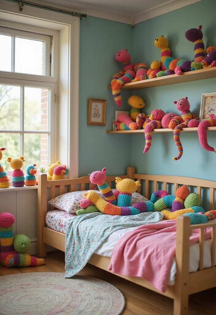 Crochet Plushies Pattern Free: Easy Guide to Creating Cute Plushies with 22 Fun Designs - 9. Rainbow Snakes