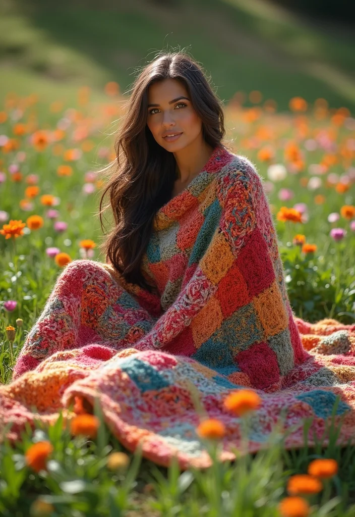 Crochet Poncho Free Pattern: Easy Guide to Chic Ponchos with 22 Lovely Variations - 13. Patchwork Poncho