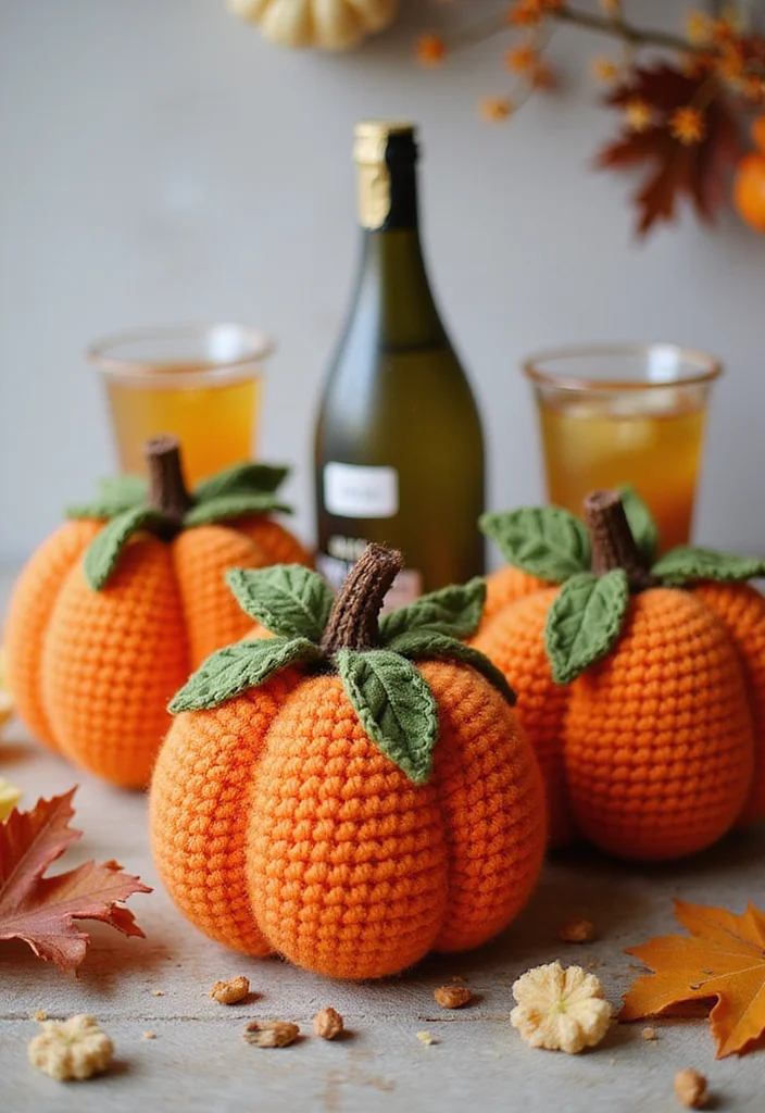 Crochet Pumpkin Free Pattern: Festive Guide for Halloween and Autumn Projects with 22 Ideas - 14. Crochet Pumpkin Bottle Covers