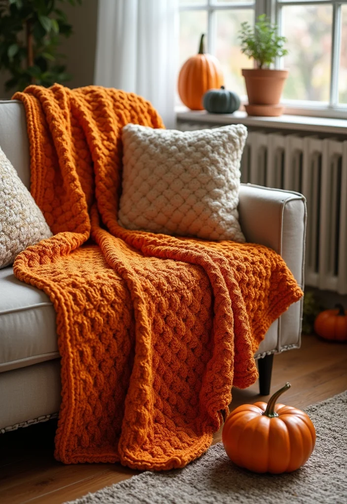 Crochet Pumpkin Free Pattern: Festive Guide for Halloween and Autumn Projects with 22 Ideas - 15. Crochet Pumpkin Blanket