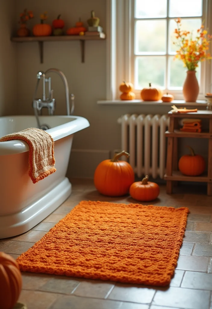 Crochet Pumpkin Free Pattern: Festive Guide for Halloween and Autumn Projects with 22 Ideas - 16. Crochet Pumpkin Bath Mat