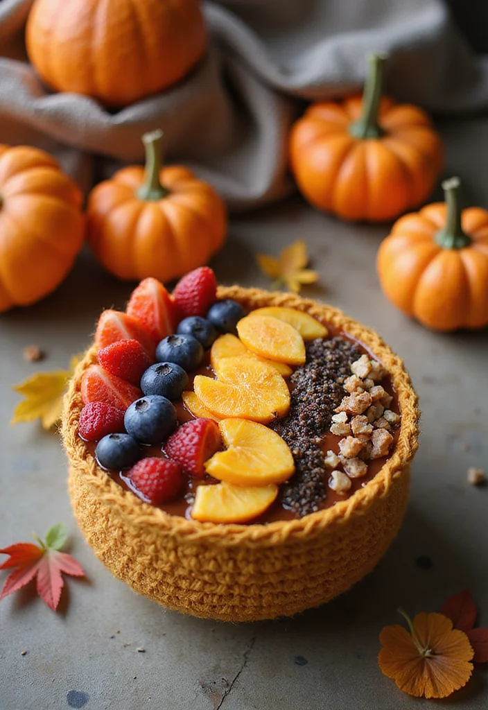 Crochet Pumpkin Free Pattern: Festive Guide for Halloween and Autumn Projects with 22 Ideas - 22. Crochet Pumpkin Smoothie Bowl
