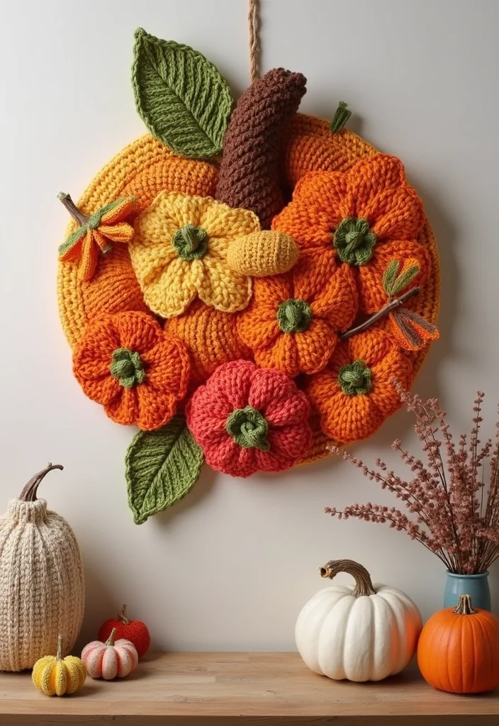 Crochet Pumpkin Free Pattern: Festive Guide for Halloween and Autumn Projects with 22 Ideas - 8. Crochet Pumpkin Wall Hanging