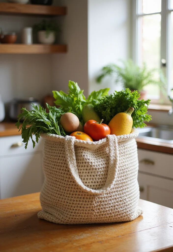 Crochet Purse Pattern Free: Step-by-Step Guide to Handmade Bags with 22 Stylish Designs - 12. Sustainable Reusable Grocery Bag