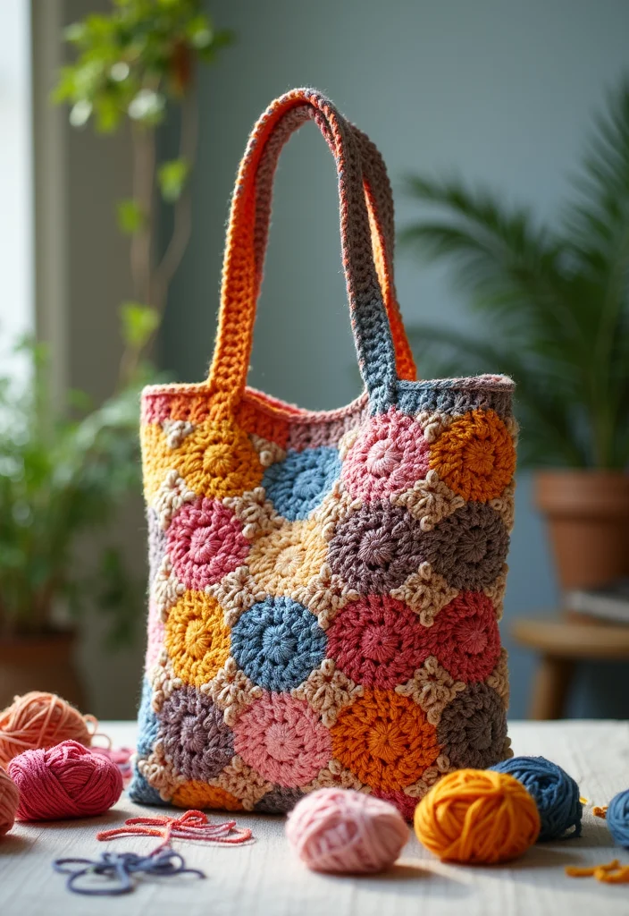 Crochet Purse Pattern Free: Step-by-Step Guide to Handmade Bags with 22 Stylish Designs - 17. Patchwork Tote Bag