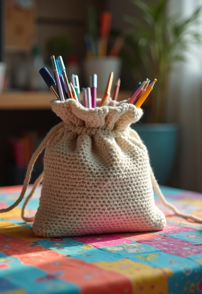 Crochet Purse Pattern Free: Step-by-Step Guide to Handmade Bags with 22 Stylish Designs - 18. Simple Drawstring Bag