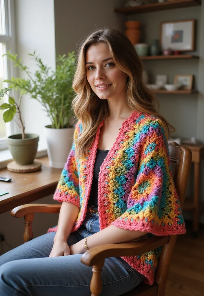 Crochet Shrug Pattern Free: Stylish Guide to Layered Outfits with 22 Lovely Examples - 1. Classic Granny Square Shrug