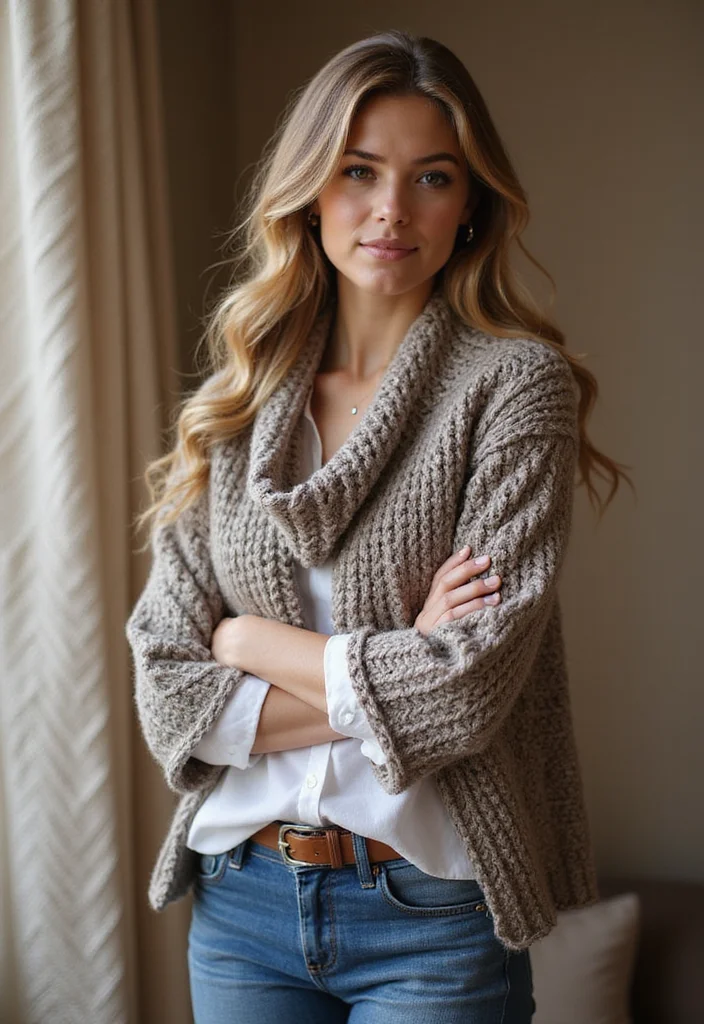 Crochet Shrug Pattern Free: Stylish Guide to Layered Outfits with 22 Lovely Examples - 15. Cowl Neck Crochet Shrug