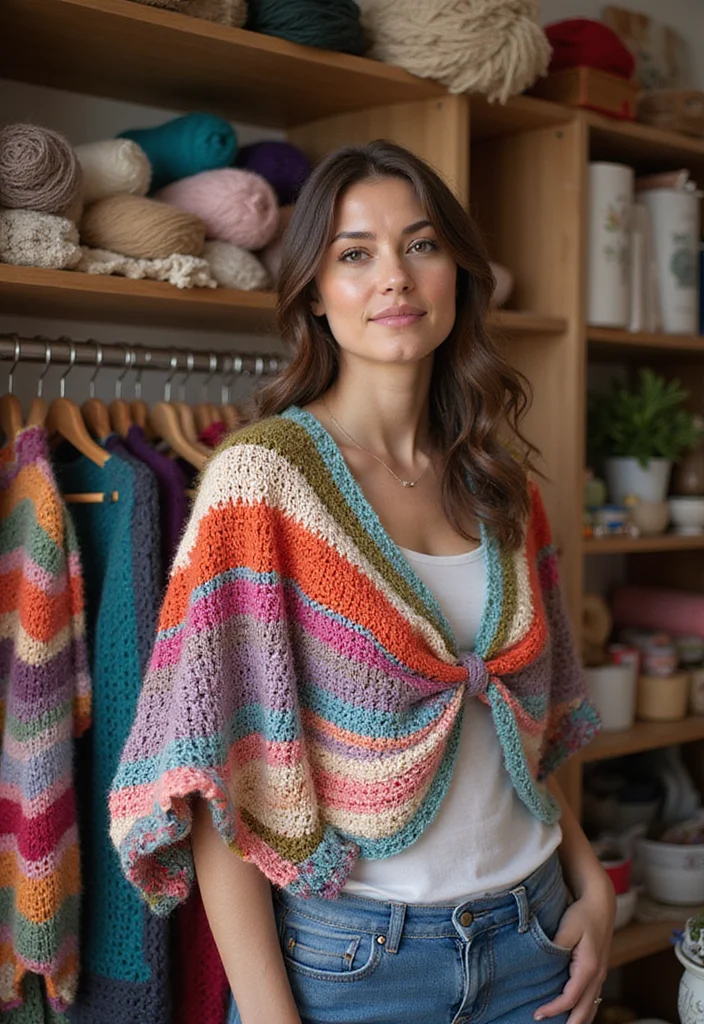 Crochet Shrug Pattern Free: Stylish Guide to Layered Outfits with 22 Lovely Examples - 5. Patchwork Crochet Shrug