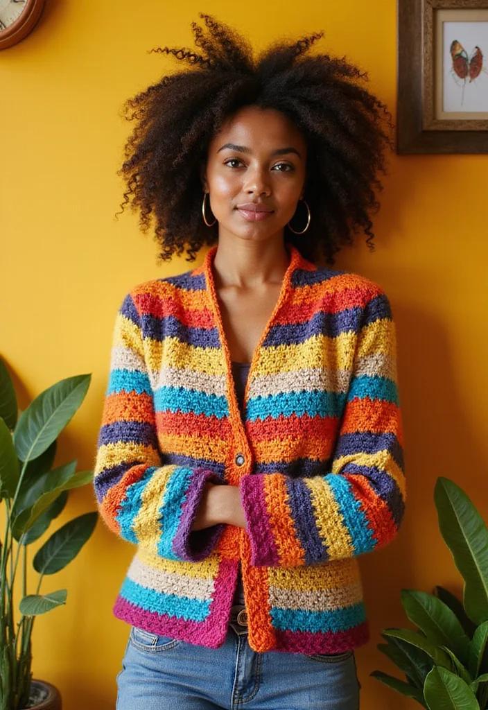 Crochet Shrug Pattern Free: Stylish Guide to Layered Outfits with 22 Lovely Examples - 8. Color Block Crochet Shrug