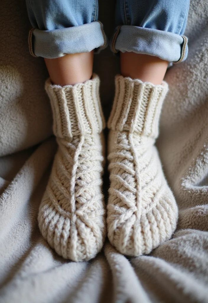 Crochet Slippers Free Pattern: Step-by-Step Guide to Cozy Footwear with 22 Creative Designs - 13. Slipper Socks