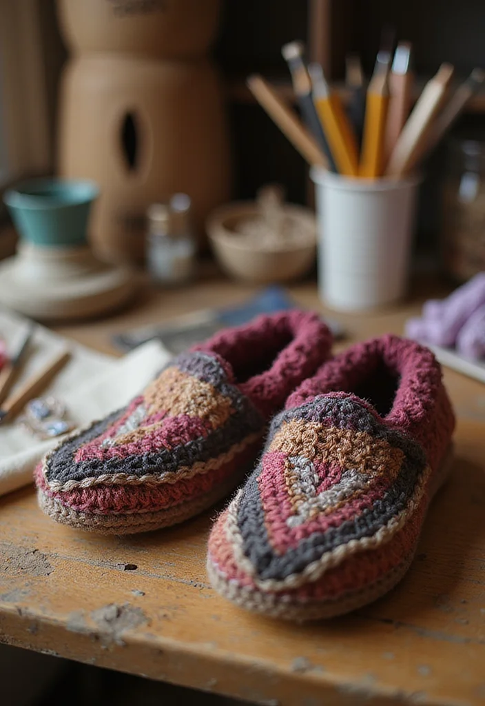 Crochet Slippers Free Pattern: Step-by-Step Guide to Cozy Footwear with 22 Creative Designs - 16. Mixed Media Slippers