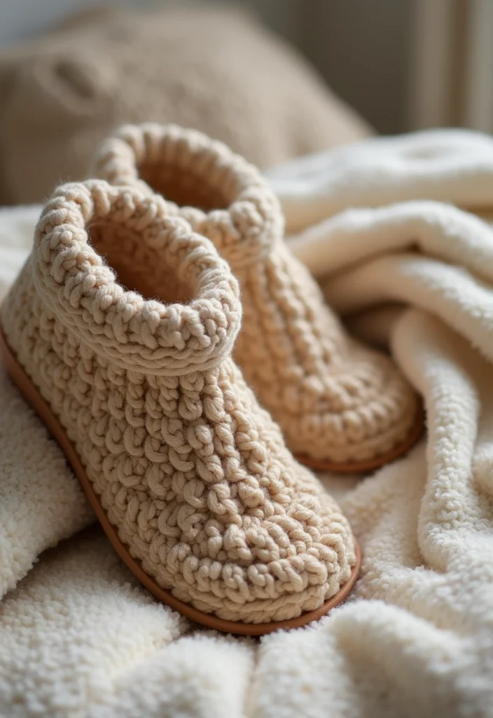 Crochet Slippers Free Pattern: Step-by-Step Guide to Cozy Footwear with 22 Creative Designs - 4. Chunky Knit Style Slippers