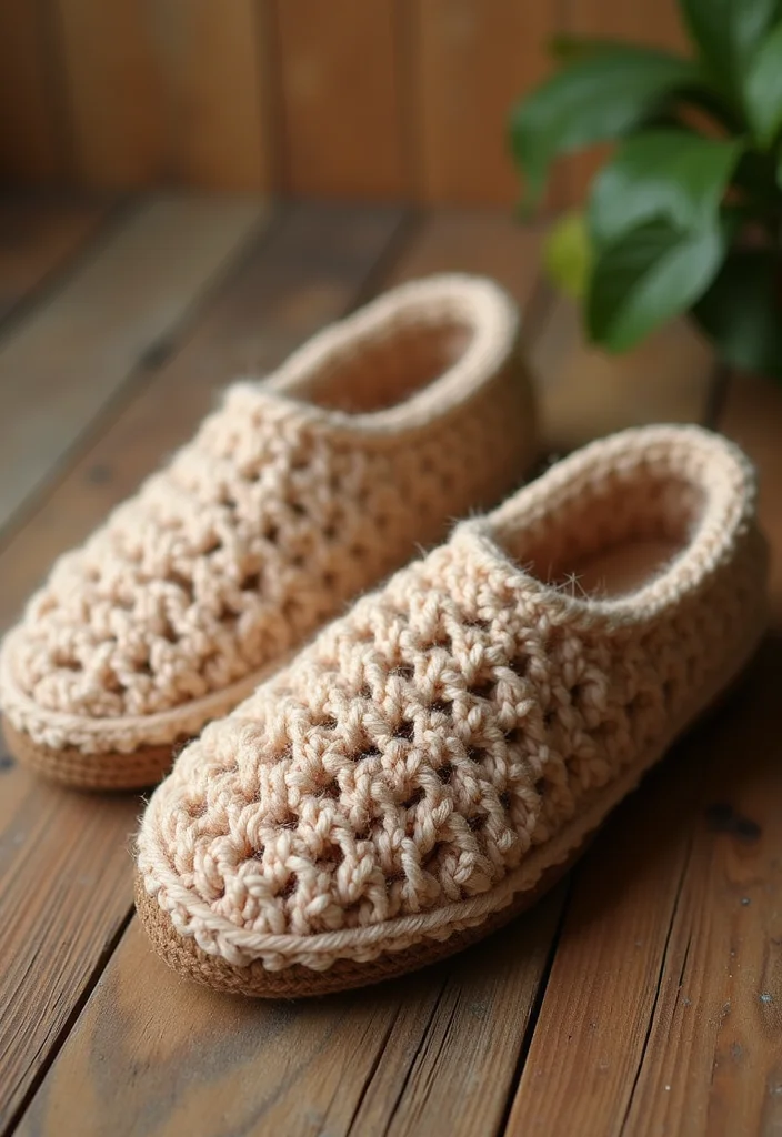 Crochet Slippers Free Pattern: Step-by-Step Guide to Cozy Footwear with 22 Creative Designs - 8. Eco-Friendly Slippers