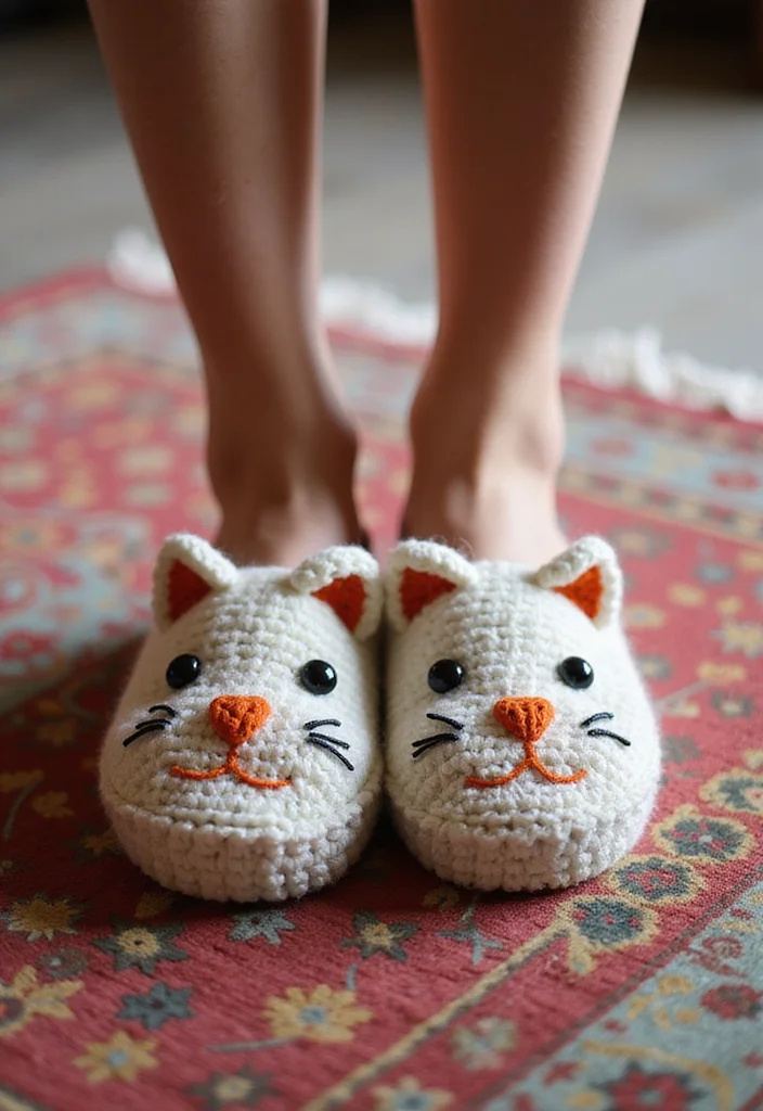 Crochet Slippers Free Pattern: Step-by-Step Guide to Cozy Footwear with 22 Creative Designs - 9. Animal-Inspired Slippers