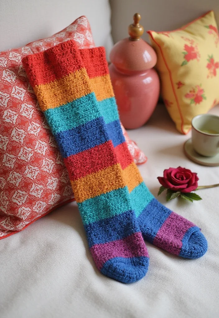 Crochet Socks Free Pattern: Easy Guide to Handmade Socks with 22 Fun Designs - 11. Color Blocked Socks