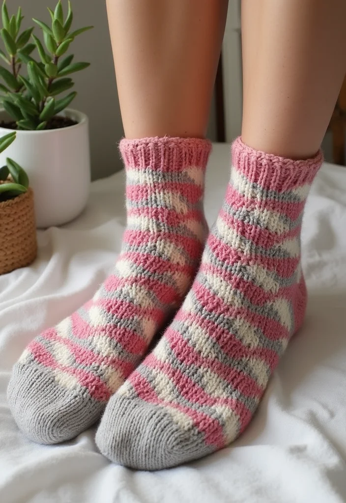 Crochet Socks Free Pattern: Easy Guide to Handmade Socks with 22 Fun Designs - 19. Simple Chevron Socks
