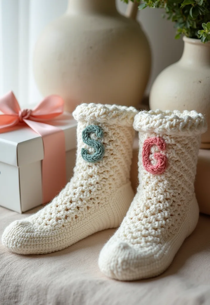 Crochet Socks Free Pattern: Easy Guide to Handmade Socks with 22 Fun Designs - 20. Personalized Monogrammed Socks