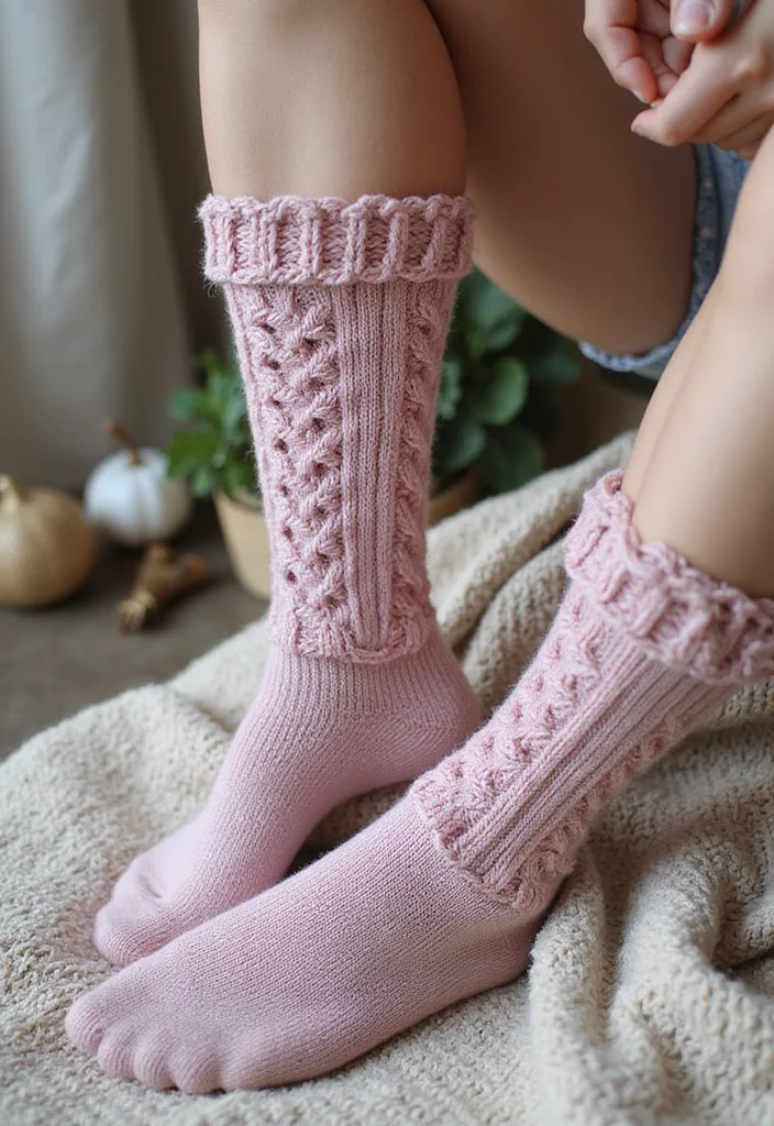 Crochet Socks Free Pattern: Easy Guide to Handmade Socks with 22 Fun Designs - 6. Cable Knit Lookalike Socks