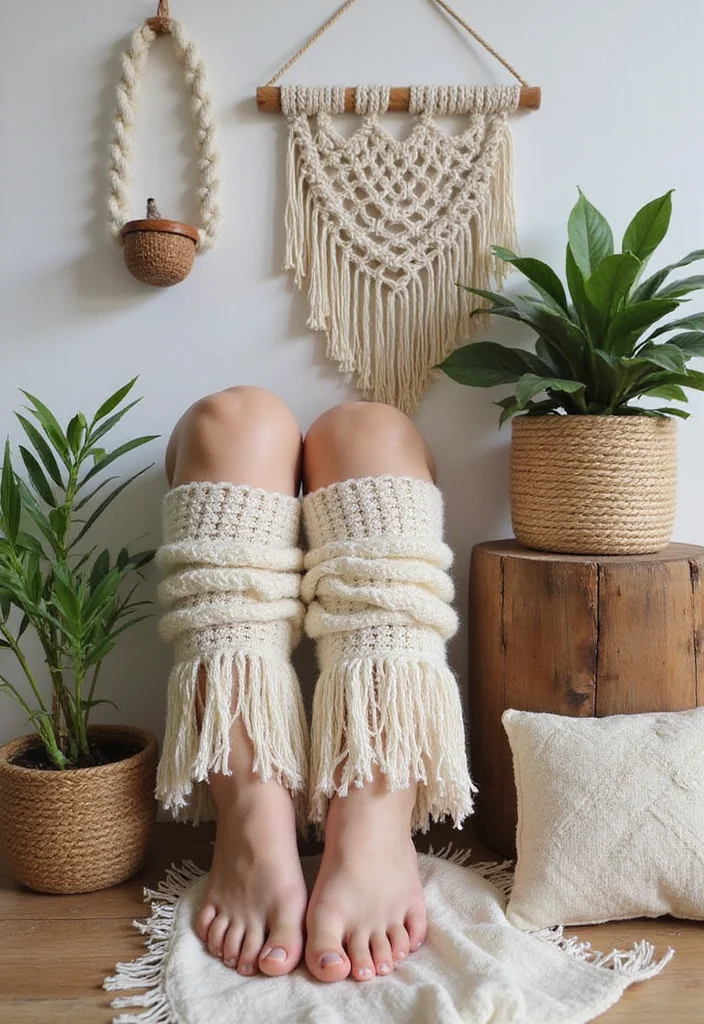 Crochet Socks Free Pattern: Easy Guide to Handmade Socks with 22 Fun Designs - 9. Boho Fringe Socks