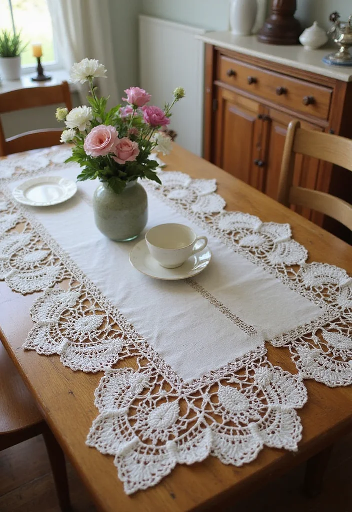 Crochet Table Runner Pattern: Step-by-Step Guide to Stylish Table Decor with 22 Inspiring Examples - 1. Vintage Lace Table Runner