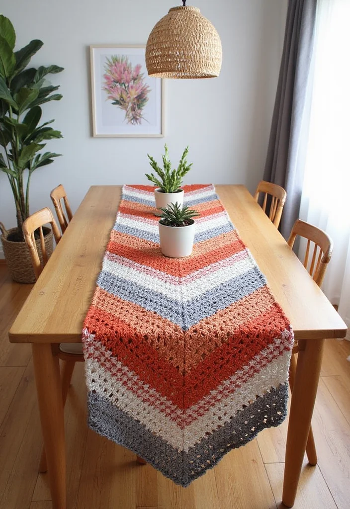 Crochet Table Runner Pattern: Step-by-Step Guide to Stylish Table Decor with 22 Inspiring Examples - 10. Elegant Chevron Design