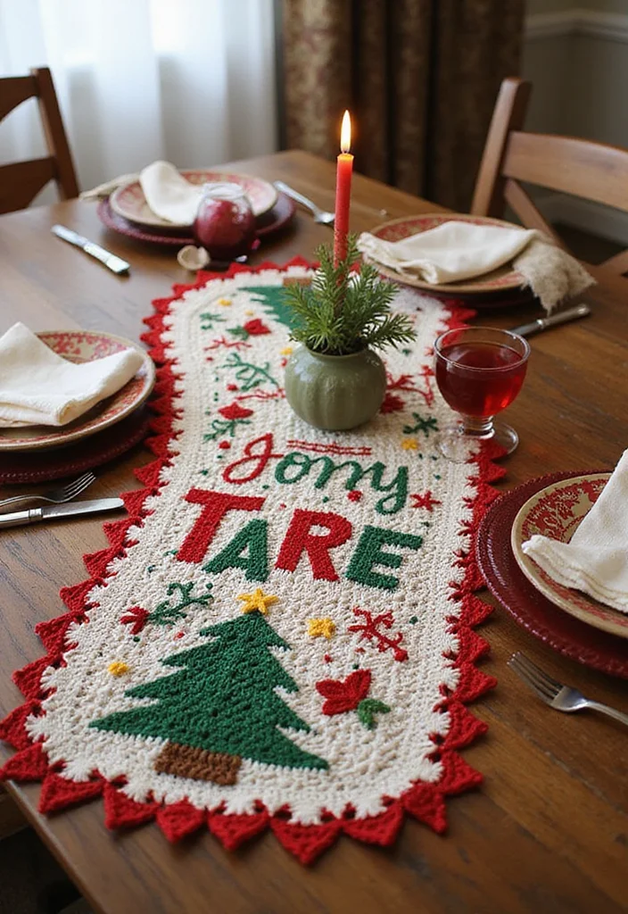 Crochet Table Runner Pattern: Step-by-Step Guide to Stylish Table Decor with 22 Inspiring Examples - 11. Festive Holiday Runner