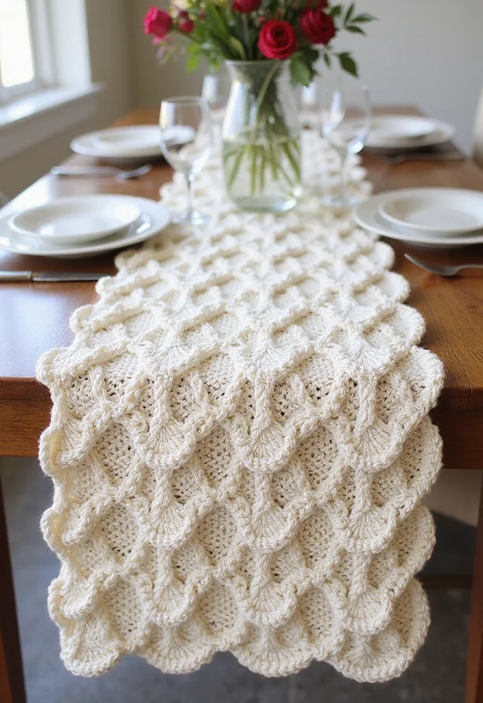 Crochet Table Runner Pattern: Step-by-Step Guide to Stylish Table Decor with 22 Inspiring Examples - 15. Textured Shell Stitch Runner