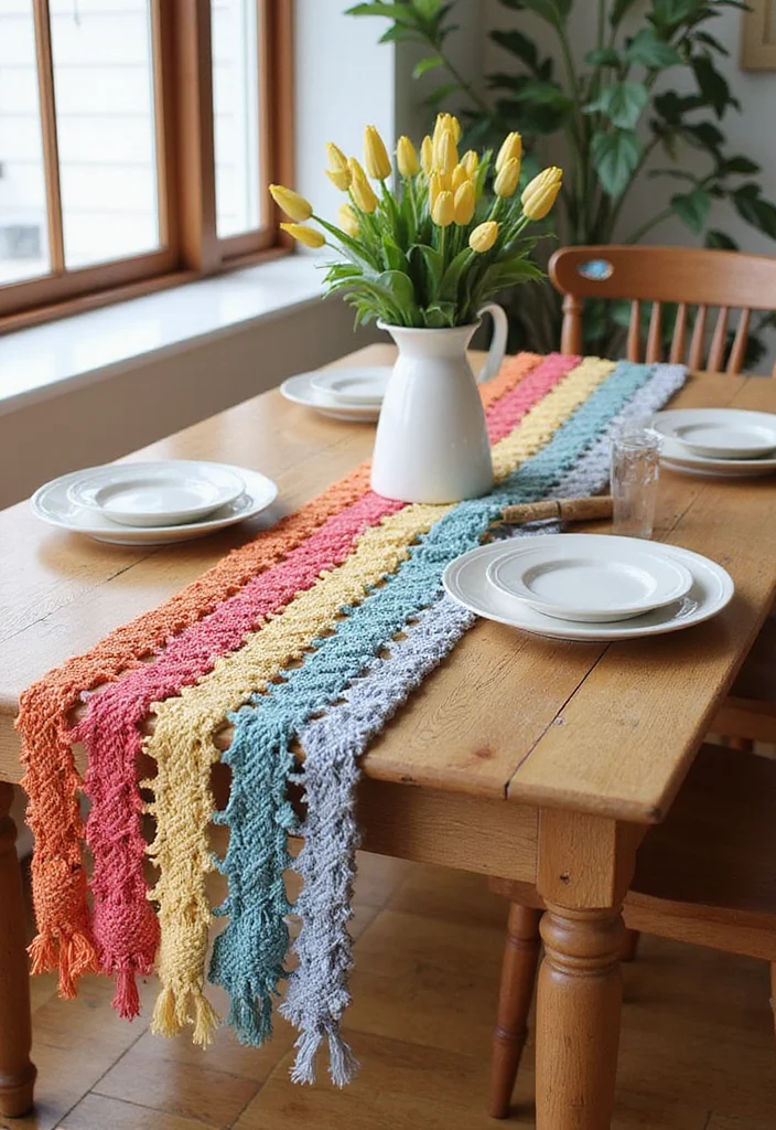 Crochet Table Runner Pattern: Step-by-Step Guide to Stylish Table Decor with 22 Inspiring Examples - 16. Color Block Table Runner